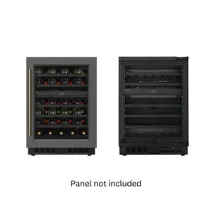 KoolMore Reserve 24 in. Under-Counter Panel Ready Dual Zone Built-in Wine Cooler with Black Shelves and 45 Bottle Capacity in Black