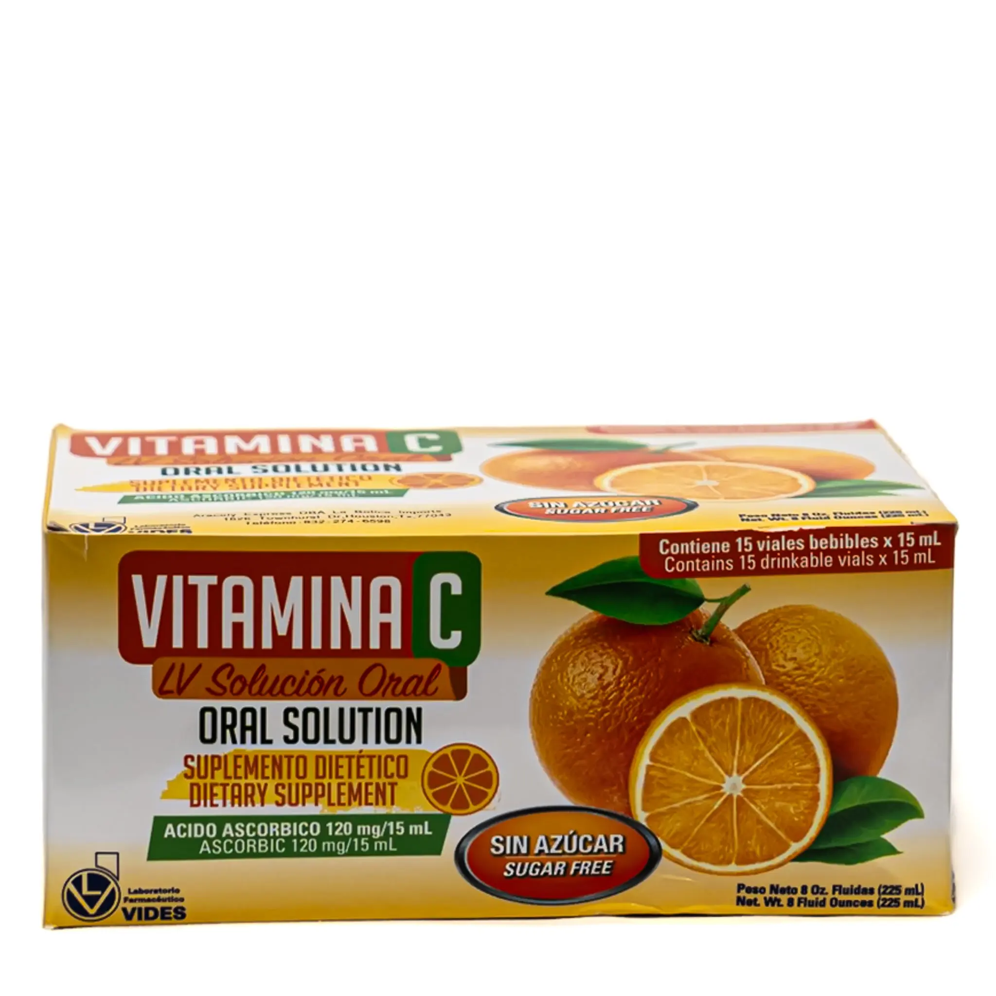 Sugar-Free Liquid Vitamin C Oral Solution with Collagen, 15x15mL Vials, Immune-Boosting Antioxidant Dietary Supplement for Daily Healthcare & Wellness Nutrition Support