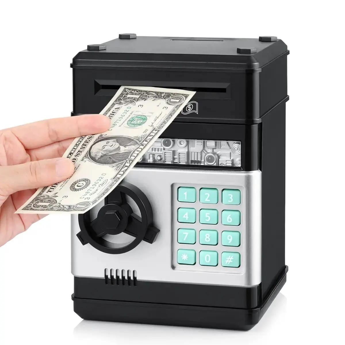 Adult & Kids Electronic Atm Piggy Bank, Password Lock & Auto Cash Slot, Large Capacity, Fits All Us Coins, Coin Storage, Secure Savings Solution, Cash Saving Box