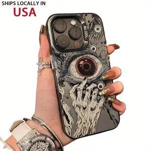 Horror Devil Eye Pattern Case for iPhone 16 15 14 Pro Max 13 12 11 XR XS E Plus Shockproof Anti-Scratch Durable PC Back Protective Cover