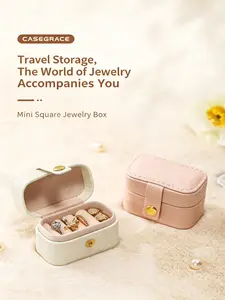 Mini Ring Box for Earrings and Rings, Portable Jewelry Storage Case, Leather Material, Ideal for Travel and Daily Use