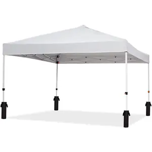 GARVEE 10x10 Pop Up Canopy with Ten, Beach Tent with One Push Setup, Waterproof Outdoor Beach Canopy, Pop-Up Sun Shelter Canopy with Wheeled Bag for Parties, Beach, Outdoor, White