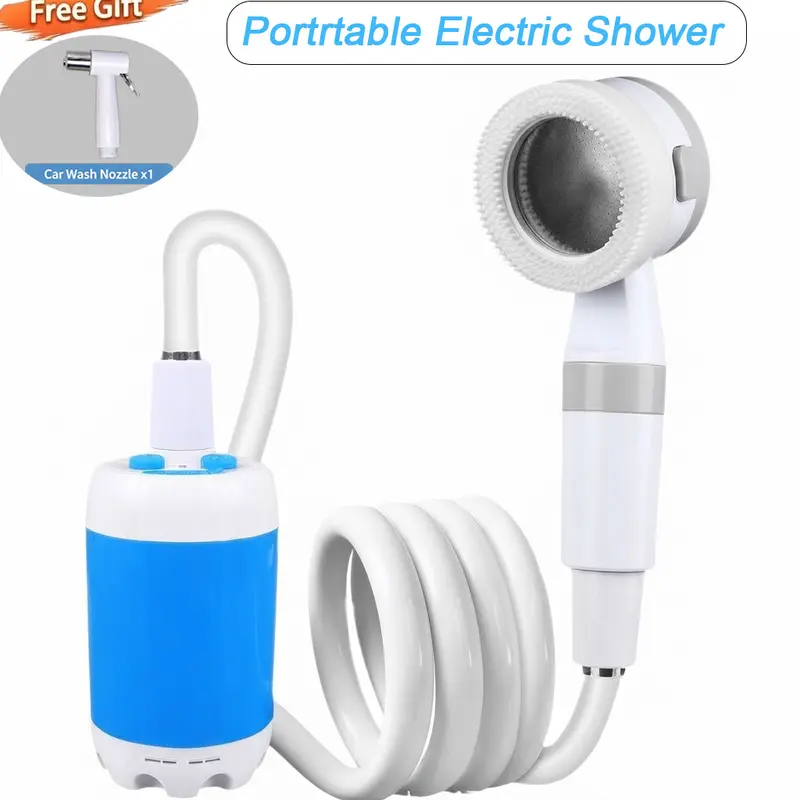 Lightweight Retractable Camping Toilet with Tent - USB-Rechargeable Portable Electric Outdoor Pump with Shower Head & Hose, Camping Accessories, Travel Accessories, Portable Showers for Hiking