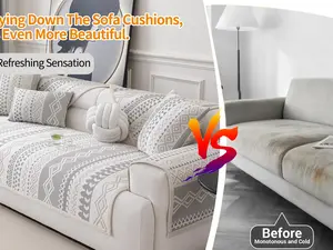 Cooling Summer Sofa Cover Non-Slip Washable Pet Friendly Couch Pad with Geometric Pattern for Comfortable Room