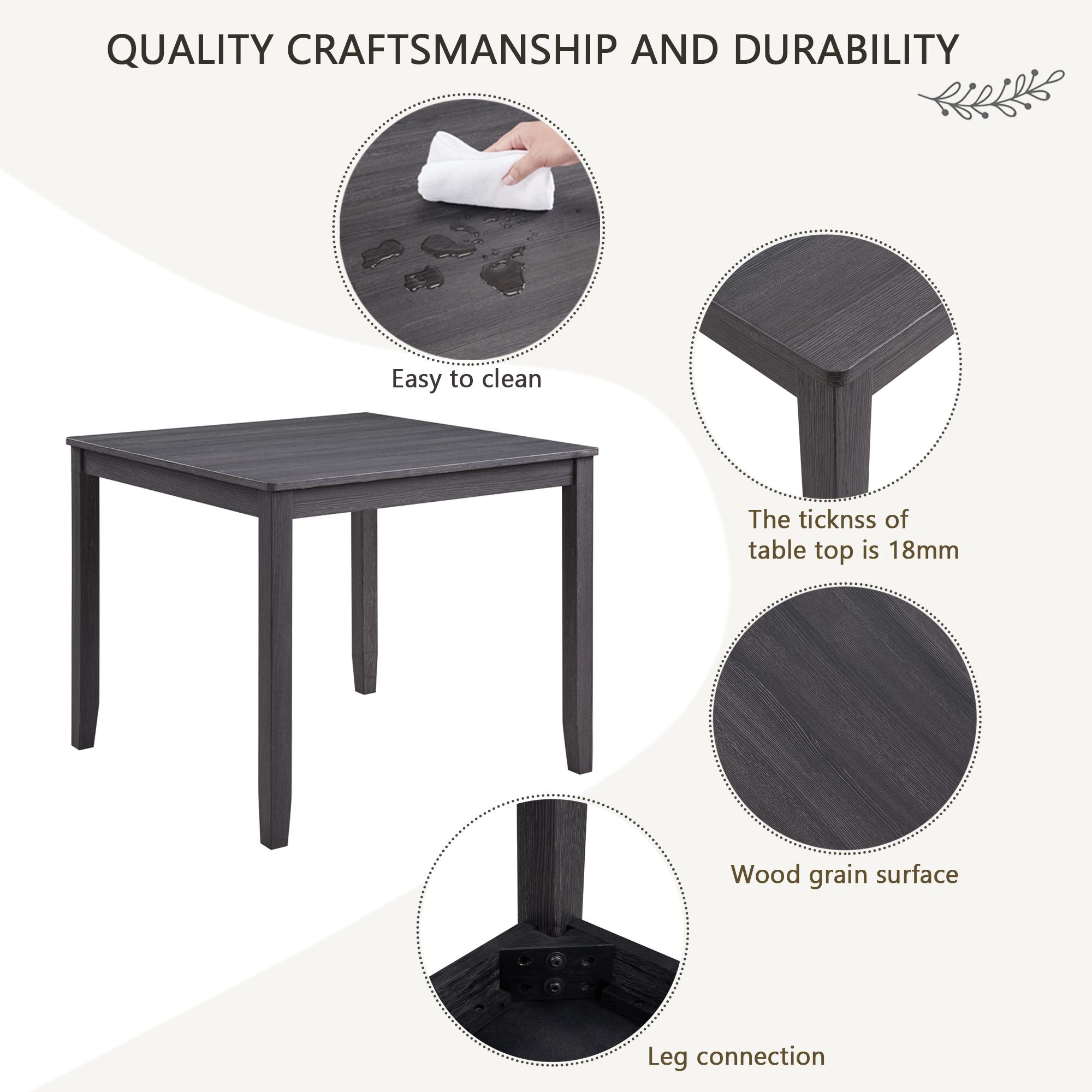 5-Piece Wooden Dining Table Set for 4 People, Modern Kitchen & Dining Room Furniture with 4 Chairs, Light Oak Beige/Antique Black Beige 5-Piece Wooden Dining Table Set for 4 People, Modern Kitchen & Dining Room Furniture with 4 Chairs, Light Oak Beige/Antique Black Beige