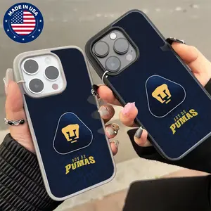 Pumas UNAM LIGAMX Aesthetic Pattern Acrylic-Silicone TPU Smartphone Case, Shockproof Cellphone Protection for iPhone 17/16/15/14/13/12/11/XS Plus Pro Max & Samsung 22/23/24/25 FE Ultra, MagSafe-Compatible Transparent Soft Anti-Scratch Cover