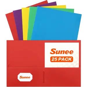 Folders with Pockets(25 Pack, Assorted Colors), 2 Pocket Folders Fit Letter Size Paper, Paper File Folder for School Office Home Business