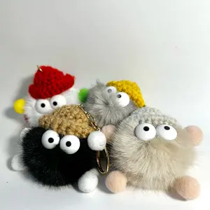 Crochet Soot Sprite Keychain with Hat Lucky Cute Gift