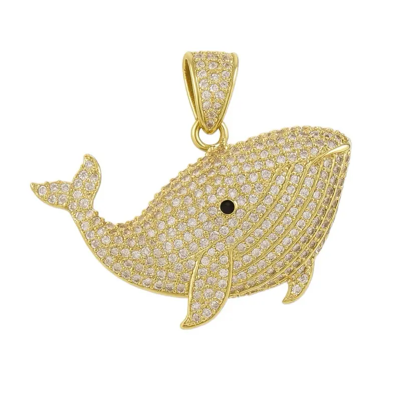 Dije XP de Ballena Gold-Plated Whale Pendant with Detailed Design and Black Eye Feature