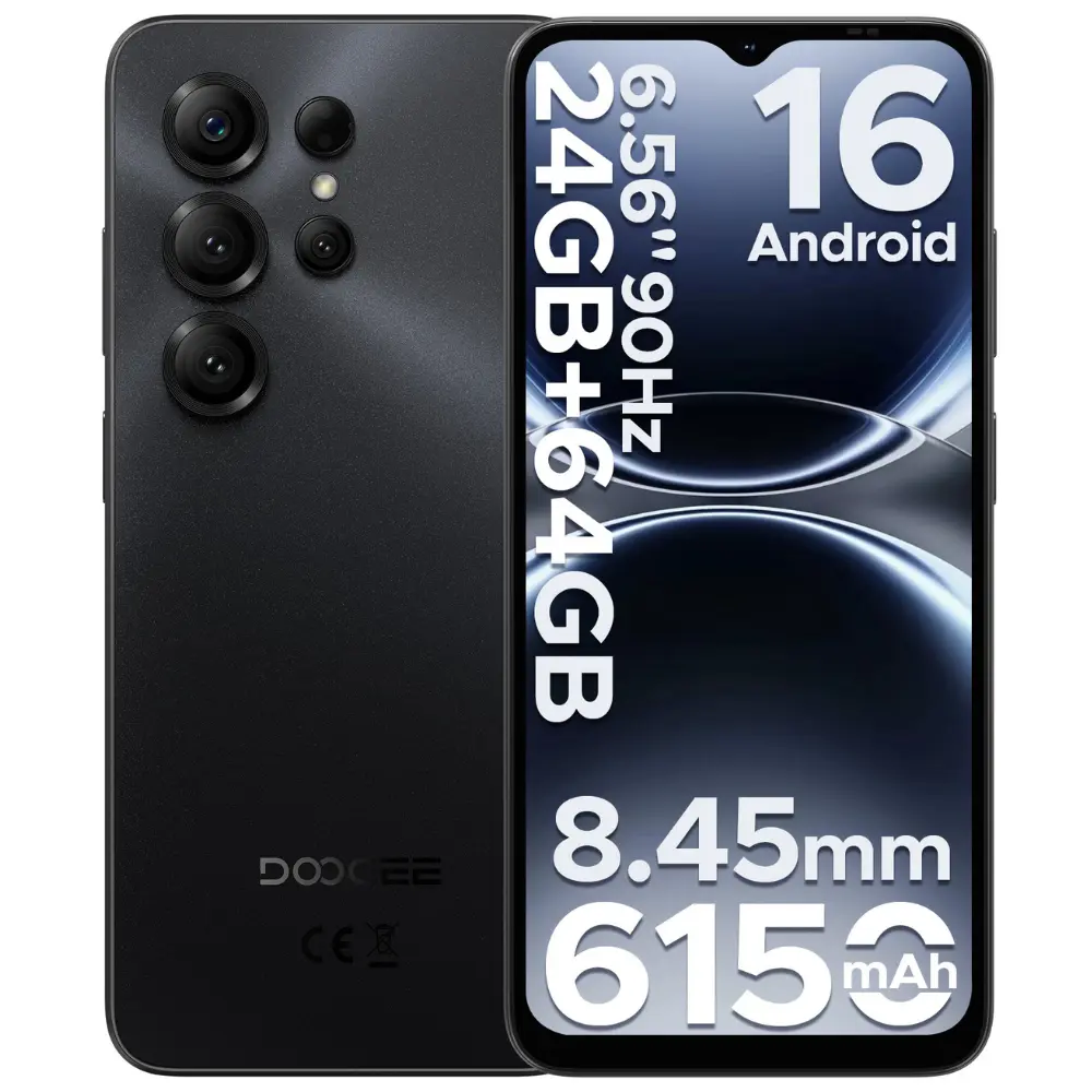 DOOGEE Note 56X Unlocked Smartphone - Android 16, 24GB + 64GB/2TB, 6150mAh Battery, Dual SIM, 6.56" HD+ 90Hz Screen, Unlocked Cellphones