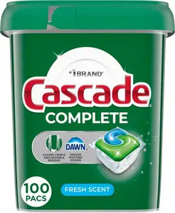 Cascade Complete Dishwasher Pods, Dishwasher Detergent, Dish Detergent Tab Tablets, Fresh, 100 Count