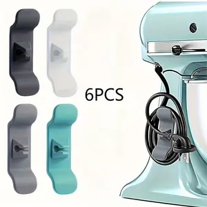 6 Random Color Appliance Cord Organizers Self‑Adhesive Multi‑Use Cable Ties for Air Fryer, Coffee Maker & Toaster Cords