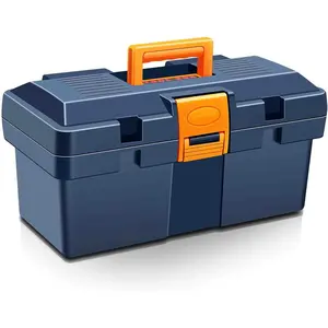 14In Small Tool Box,Lockable Tool Box for Home, Rugged,No Removable Tray(Blue)