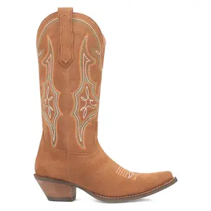 Dingo Womens Hot Sauce Embroidered Snip Toe  Casual Boots Mid Calf Low Heel 1-2" - Brown