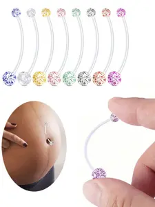 8pcs Soft Plastic Set for Pregnant Women, Belly Button Piercing, Hypoallergenic, Comfortable & Safe, Ideal for Daily Wear & Gifting