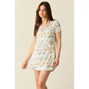 Nikki Summer Jersey Henley Dress in Oasis