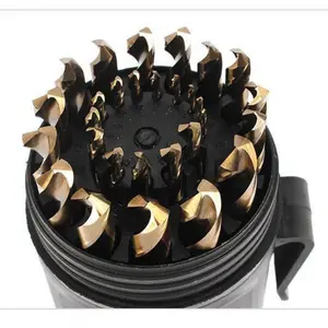 SAE 29-pcs  Cobalt Twist Drill Bit Set - M2 HSS Twist Drill Bits, suitable for stainless steel, iron, copper, aluminum alloys, plastics, wood, etc., sizes 1/16"-1/2".
