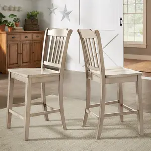 Set of 2, Antique White Finish Spindle Back Counter Height Chair