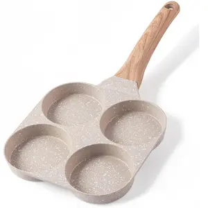 4-grid Non-stick Egg Frying Pan, Mini Egg Bread Baking Pan with Handle, Multifunctional Kitchen Cooking Tool for Frying Egg, Baking Bread