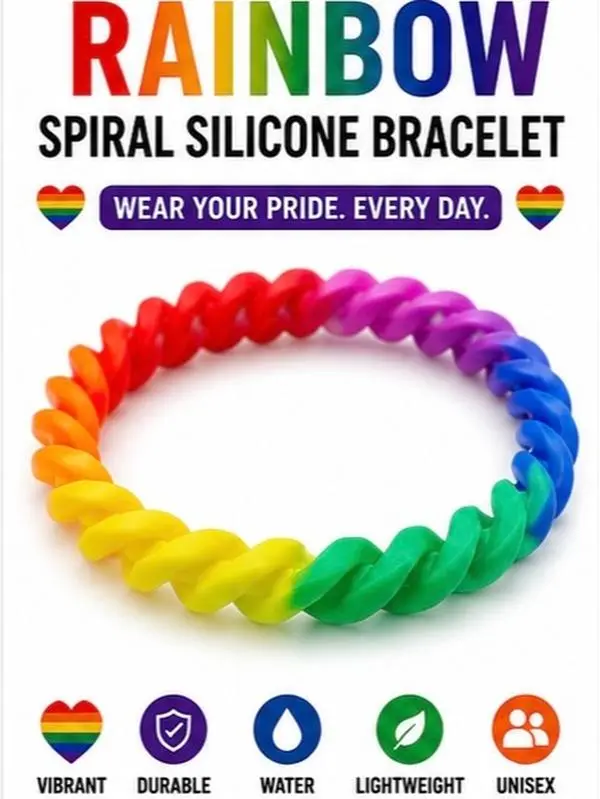 Rainbow Spiral Silicone Bracelet - Vibrant Pride Wristband