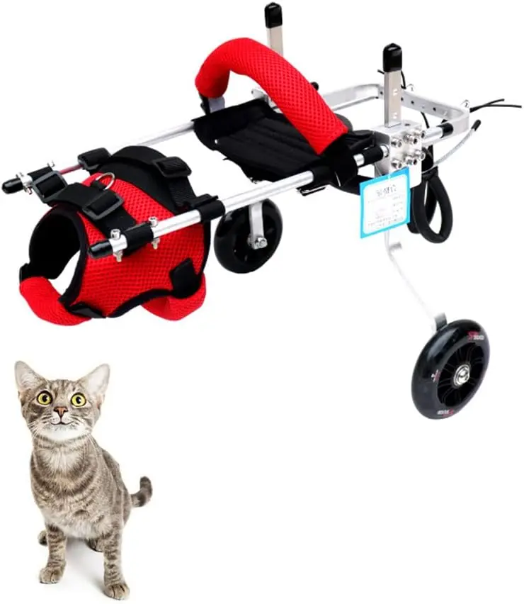 Cat Wheelchair Adjustable 2 Wheels Pet Wheelchair Lightweight Cat Barrier Wheels Removable Harness Design for the Back Legs of Aging, Arthritic, Injured, Disabled, Weak Cats/Pets