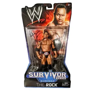 Dwayne Johnson Inscription The Rock Figurine Toy Survivor Series Autograph Signed Jsa Lo