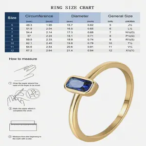 Daily Style band And And Ideal Hypoallergenic Stackable For With band Sapphire Plating Mother Wife gemstone - Girls For Brass crystal Girlfriend golden Fade-Resistant Gift Birthday Annivers