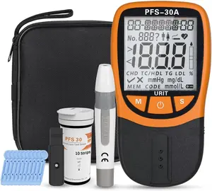 SCHBIT Portable 5-in-1 Blood Lipid Analyzer, Handheld Healthcare Kit with 10 Test Strips, Rapid Detection of Cholesterol, Triglycerides, High-Density Lipoprotein, Low-Density Lipoprotein Health Monitor, 10 Strips