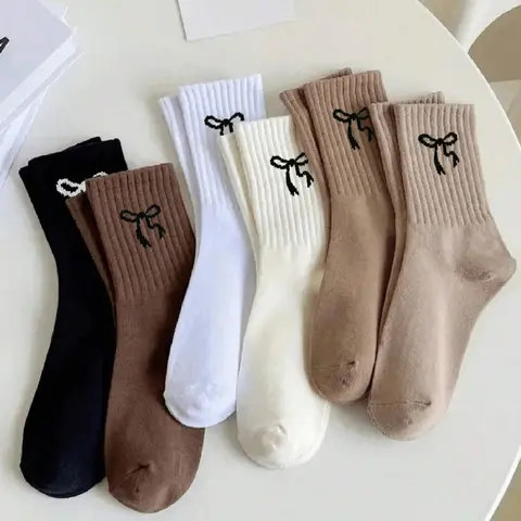 Women's Butterfly Knot Knit Knee-High Socks, Cute & Sweet Design, Comfortable Fit Breathable Comfy Socks Casual Street Style, All Seasons, Holiday Gift, Casual Stylish Socks