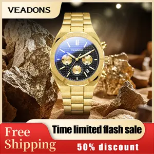 【men's accessories】VEADONS Men's Watch Chronograph Business Dress Quartz Stainless Steel Water Resistant Luminous Date Wristwatch
