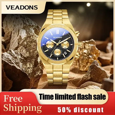 【men's accessories】VEADONS Men's Watch Chronograph Business Dress Quartz Stainless Steel Water Resistant Luminous Date Wristwatch