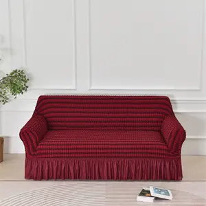 1PC Color Block Sofa Cover Soft Stretch Elastic Sofa Slipcover Pet Proof Trendy Holiday Decor（no pillowcase）