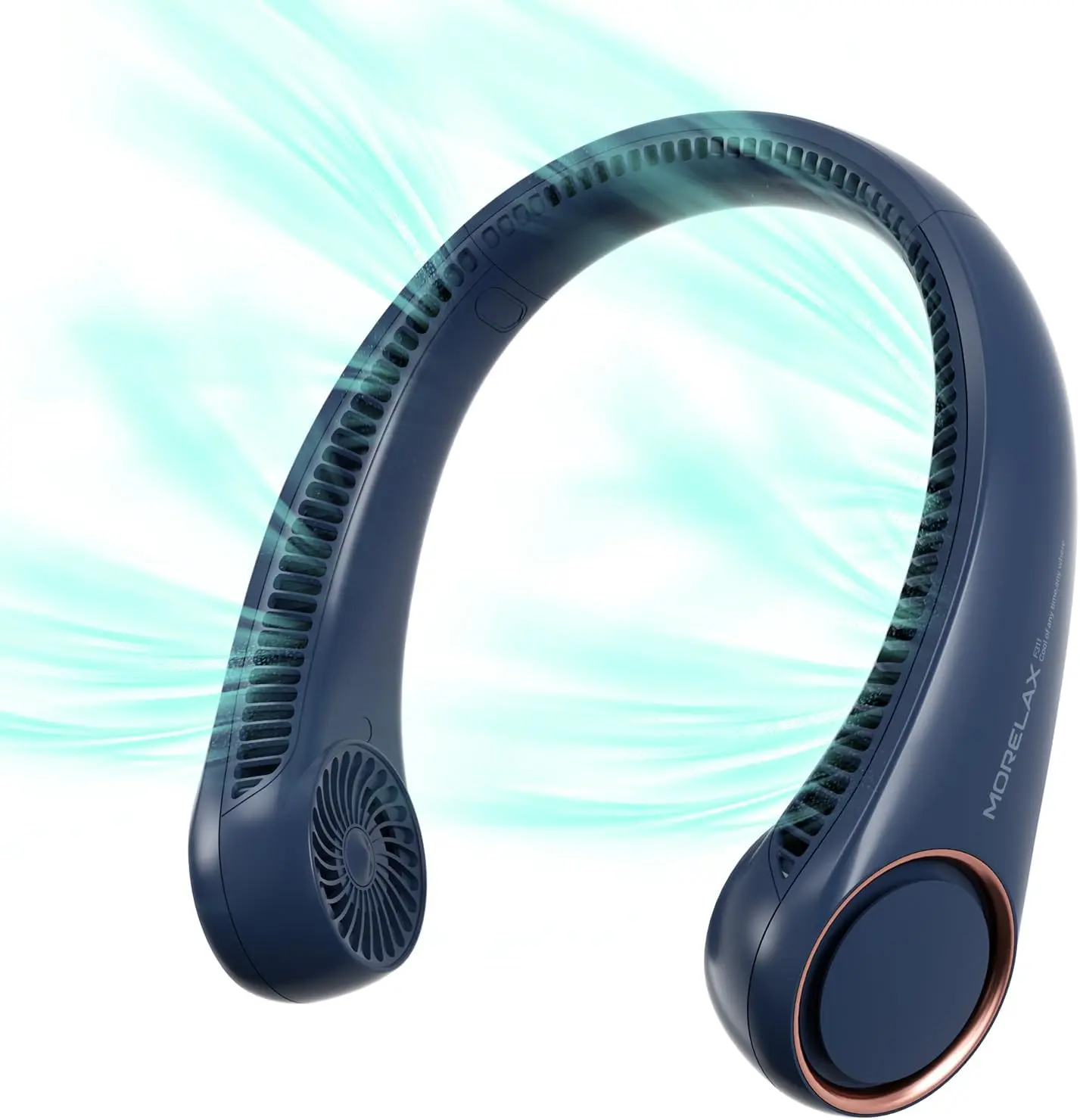 Morelax Bladeless Neck Fan – Hands-Free Portable Cooling, 4000mAh USB Rechargeable, 3 Speeds, 360° Ultra-Quiet Airflow