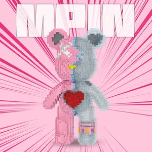 2900 Pieces Creative Bear Building Blocks Set, 32cm High Heartfelt Love Bear Figure, Unisex Gift Toy, Home Decor Decoration, Building Block Sets, Building Block Model