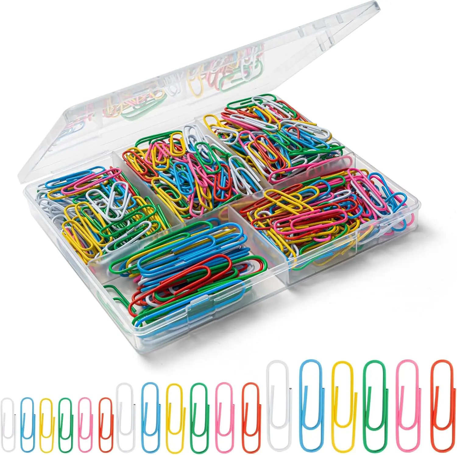 Pack of 350 Paper Clips Assorted Sizes, Cute Colored Paper Clip for Office Supplies,Small Medium Large Jumbo, Colorful and Heavy Duty, Ideal for Bookmark