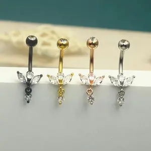 New hot selling crown zircon navel nail piercing navel ring belly dance jewelry