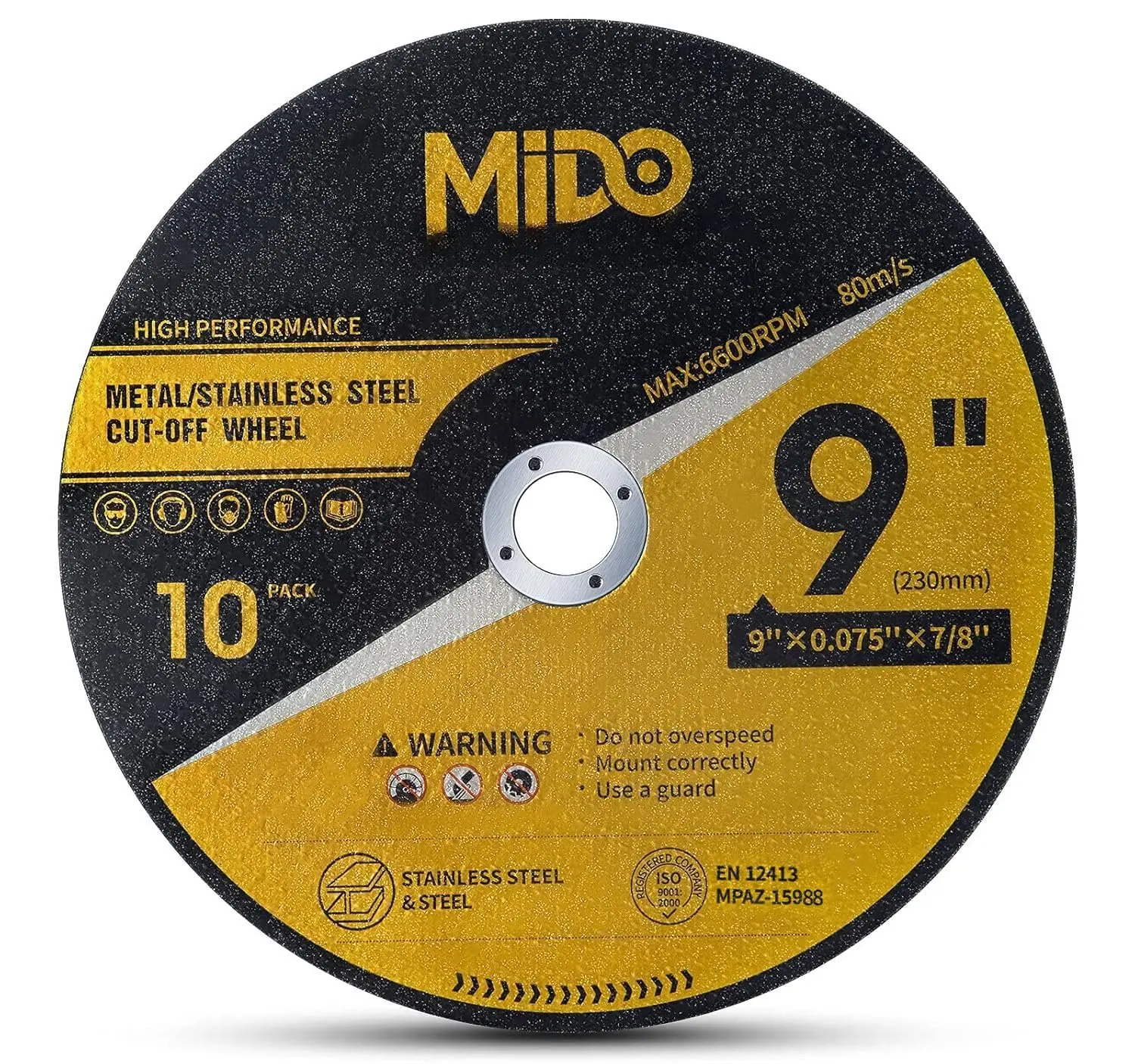 10 Pack Cut Off Wheels 9 Inch  Wheel 9 x .075 x 7/8 Metal&Stainless Steel  Disc Fit for Angle