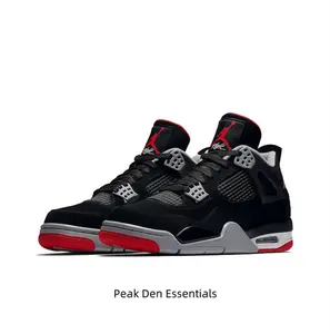 Retro Mid-Top Basketball Shoes in Black Nubuck and Mesh Upper with Cement Grey Support Wings, Red Outsole, and Visible Air Unit