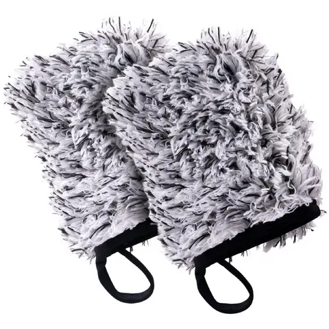 VIKING Wheel Cleaner Mitts for Car, Microfiber Wheel Cleaner for Car Detailing and Rims, Black and White, 5.5 Inch x 4.4 Inch, 2 Pack