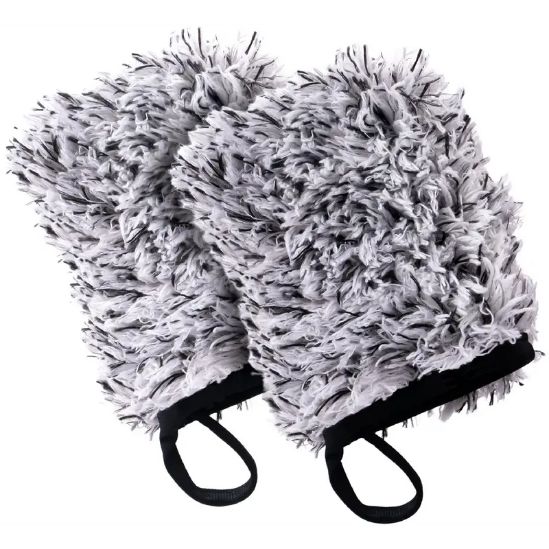 VIKING Wheel Cleaner Mitts for Car, Microfiber Wheel Cleaner for Car Detailing and Rims, Black and White, 5.5 Inch x 4.4 Inch, 2 Pack