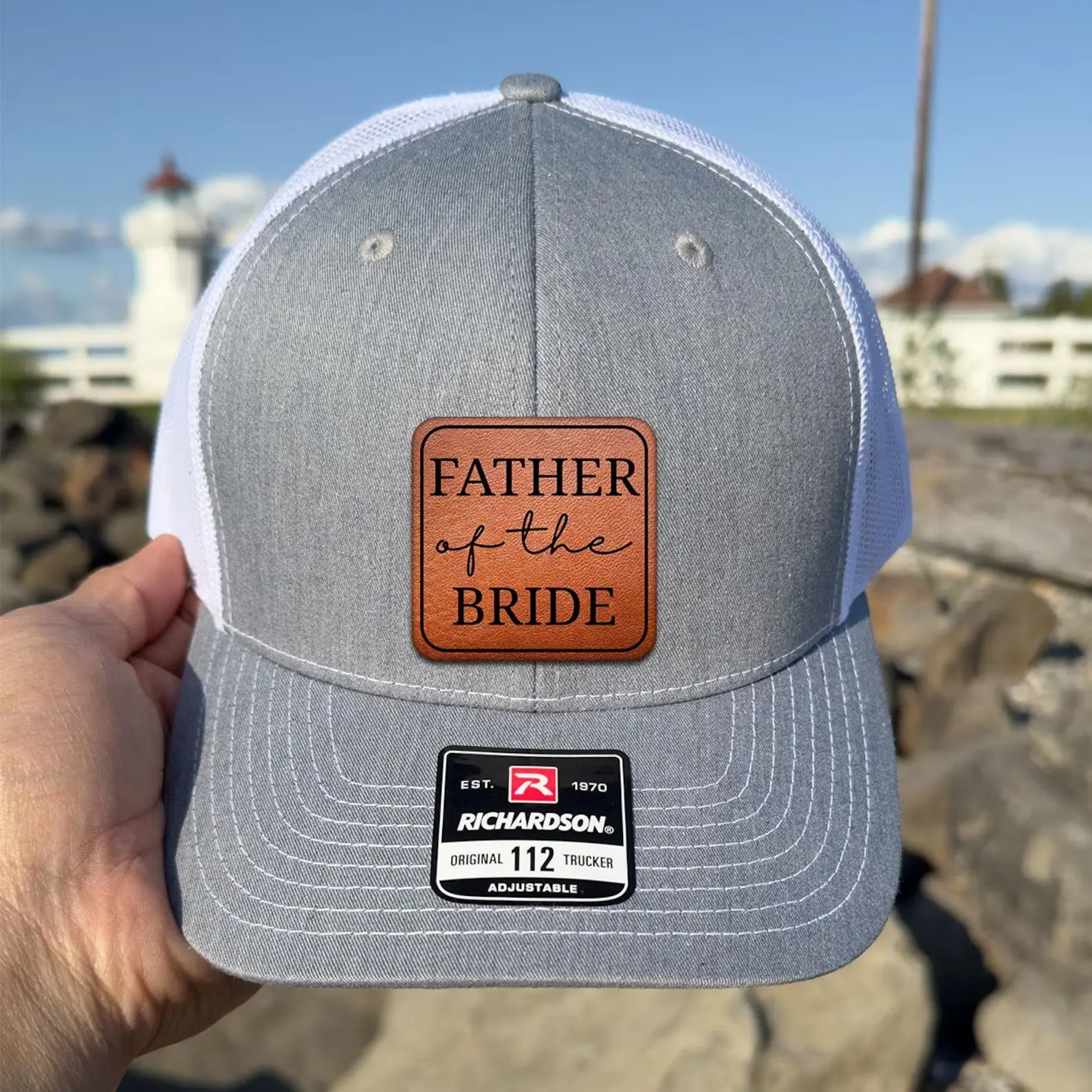 Father of The Bride Leather Patch Hat, Father of The Bride Hat, Wedding Baseball Cap, Gift for Dad from Bride Groom