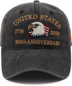 United States 250th Anniversary Hat, USA Baseball Cap 1776-2026 American Hat Patriotic Embroidered Hats for Men Women