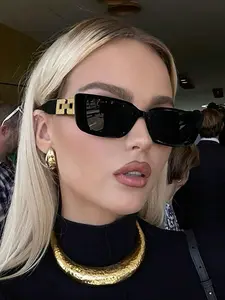 Cat Eye Narrow Frame Chain Foot Sunglasses, Cross-Border Fashion Small Frame Women's Trendy Sun Glasses, Style