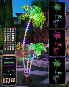 Avatar Controls 7FT Smart Lighted Palm Tree, DIY Color Changing LED Artificial Palm Tree 3 Trunks, Music Sync Timer Pre Lit Large Faux Valentine Tree App Remote Control for Outside Patio Poolside Party Tiki Bars Mother's Day Gifts Yard Lighting tiktokshop