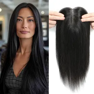 Vasilia Hair Toppers for Women 14inch Hair Toppers for Women with Thinning Hair Straight Real Hair Toppersfor Women Breathable Swiss Base Clip in Hair Topper for Wide parting&Partial hairloss&Cover grayhair  Mother's Day 2026 New Year gifts