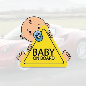 Vinyl Car Sticker Self-Adhesive Safety Reminder Cartoon Baby with Blue Pacifier, Suitable for Vehicles and Bumpers, Car Decorations