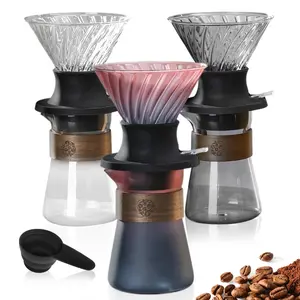 Pour Over Coffee Maker Set, Include Drip Filter with On/Off Switch Silicone Glass Filter, 17oz/500mL Clear Glass Coffee Carafe and Spoon,  Coffee Maker for Home Café Restaurant Camping