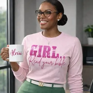 Christian “Girl Read Your Bible”Screen Print Transfer only– Faith Inspirational Design for T-Shirts
