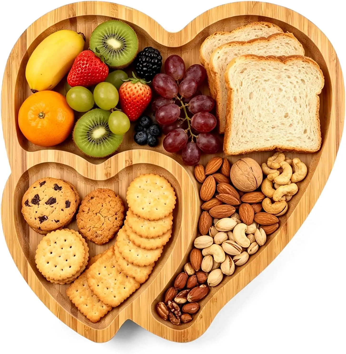 Wooden Serving Tray Heart Shaped Cheese Board Salad Plate Dinner Plate Cake Plate Decorative Serving Platter Plate for Snack Candy Food Fruit Decor (Size:10.63x10.63x0.63inch)