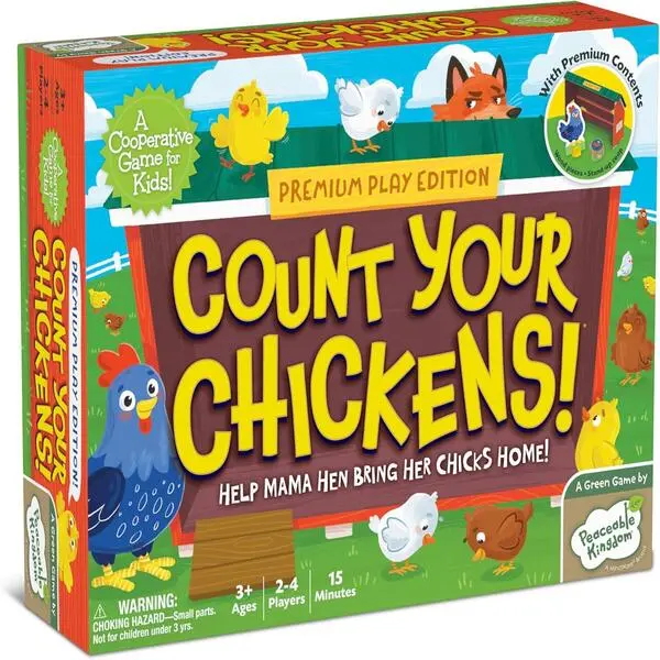 Count Your Chickens Cooperative Counting Board Game, Award-Winning Preschool Family Game for Kids Ages 3+, Premium Play Edition, 2–4 Players